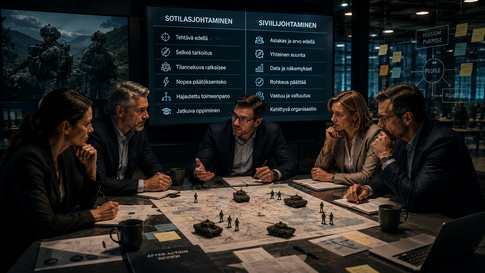 Miten sotilas- ja siviilijohtaminen eroavat - vai eroavatko?
